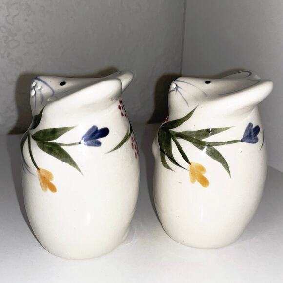 N.S. Gustin Floral Mouse Parmasan Matching Salt & Pepper Shaker Set Vintage - Picture 7 of 11